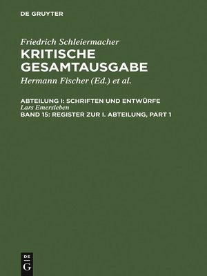 cover image of Register zur I. Abteilung
